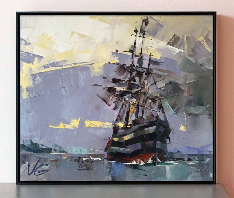 Original Fine Art Ship Painting by Volodymyr Glukhomanyuk