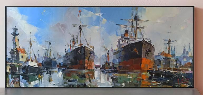 Original Contemporary Ship Painting by Volodymyr Glukhomanyuk