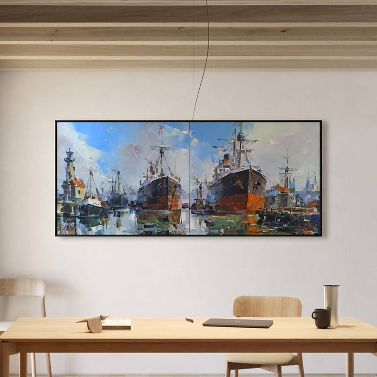Original Contemporary Ship Painting by Volodymyr Glukhomanyuk
