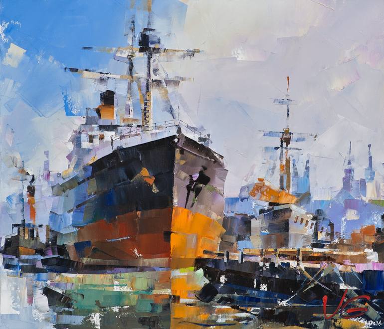 Print of Contemporary Ship Paintings by Volodymyr Glukhomanyuk