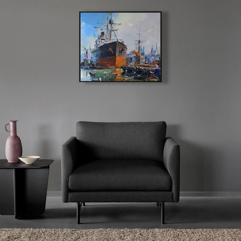 Original Contemporary Ship Painting by Volodymyr Glukhomanyuk