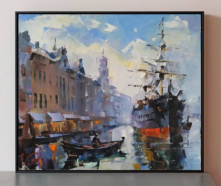 Original Boat Painting by Volodymyr Glukhomanyuk