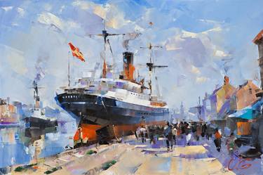 Print of Impressionism Boat Paintings by Volodymyr Glukhomanyuk