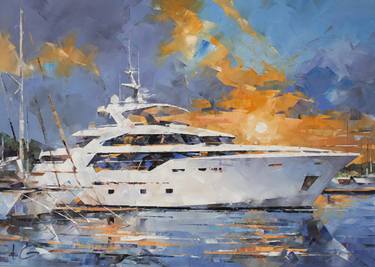 Original Contemporary Boat Painting by Volodymyr Glukhomanyuk