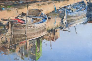 Original Boat Paintings by Volodymyr Glukhomanyuk