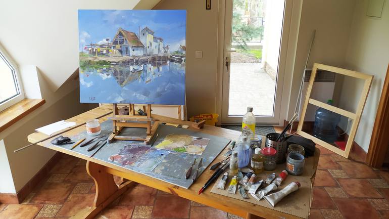 Original Impressionism Architecture Painting by Volodymyr Glukhomanyuk