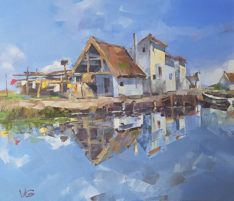 Original Impressionism Architecture Painting by Volodymyr Glukhomanyuk