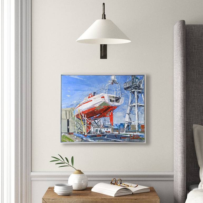 Original Conceptual Sailboat Painting by Volodymyr Glukhomanyuk