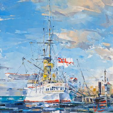 Maritime art  HMS ORLANDO part # 1 Original oil Painting thumb
