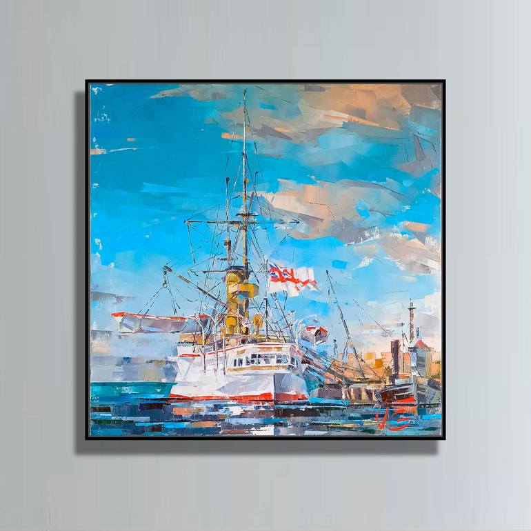 Original Fine Art Ship Painting by Volodymyr Glukhomanyuk