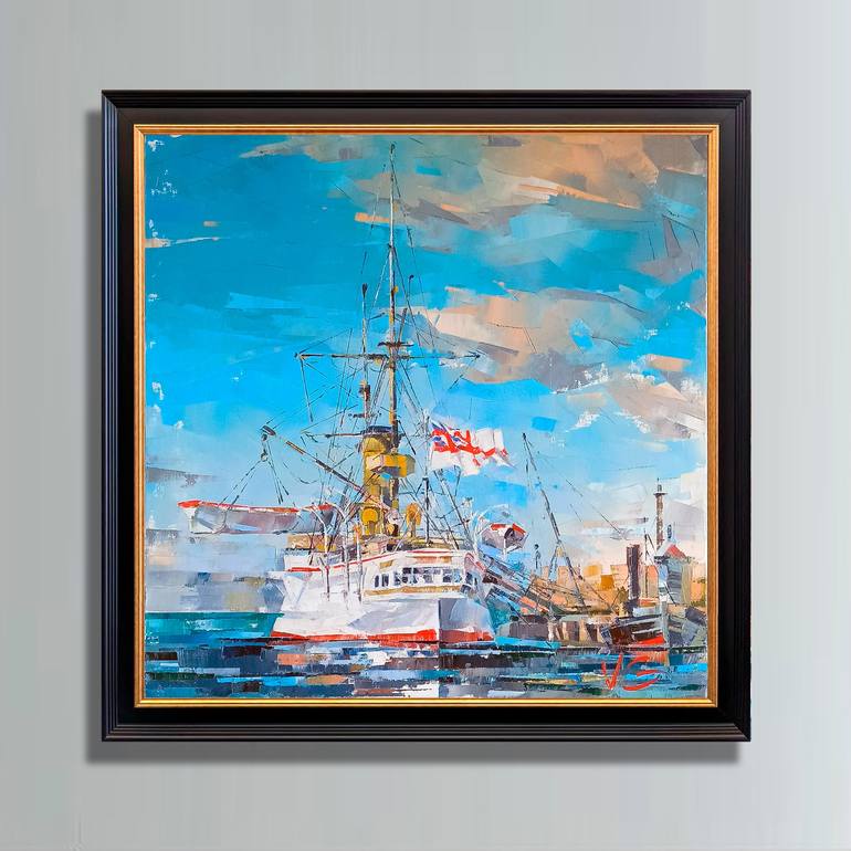 Original Fine Art Ship Painting by Volodymyr Glukhomanyuk