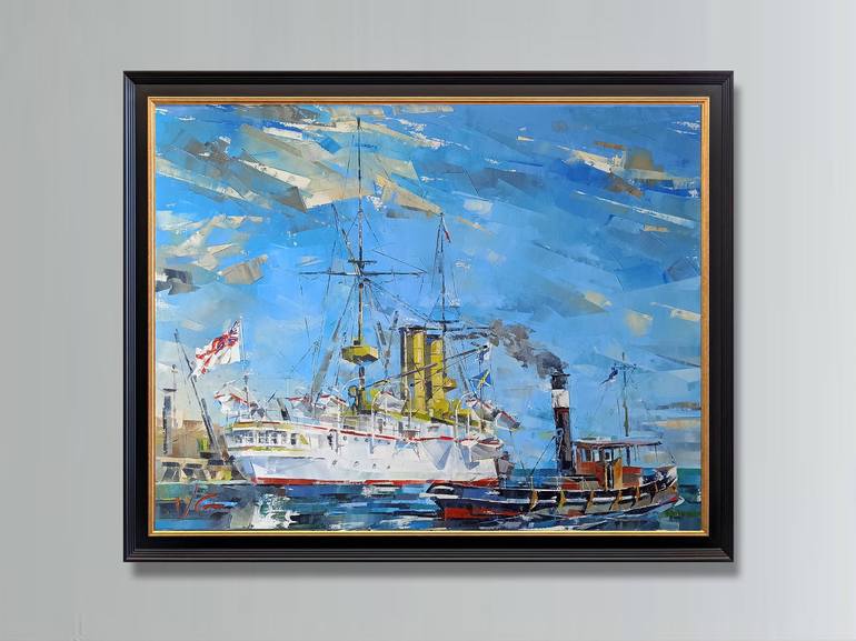 Original Fine Art Ship Painting by Volodymyr Glukhomanyuk