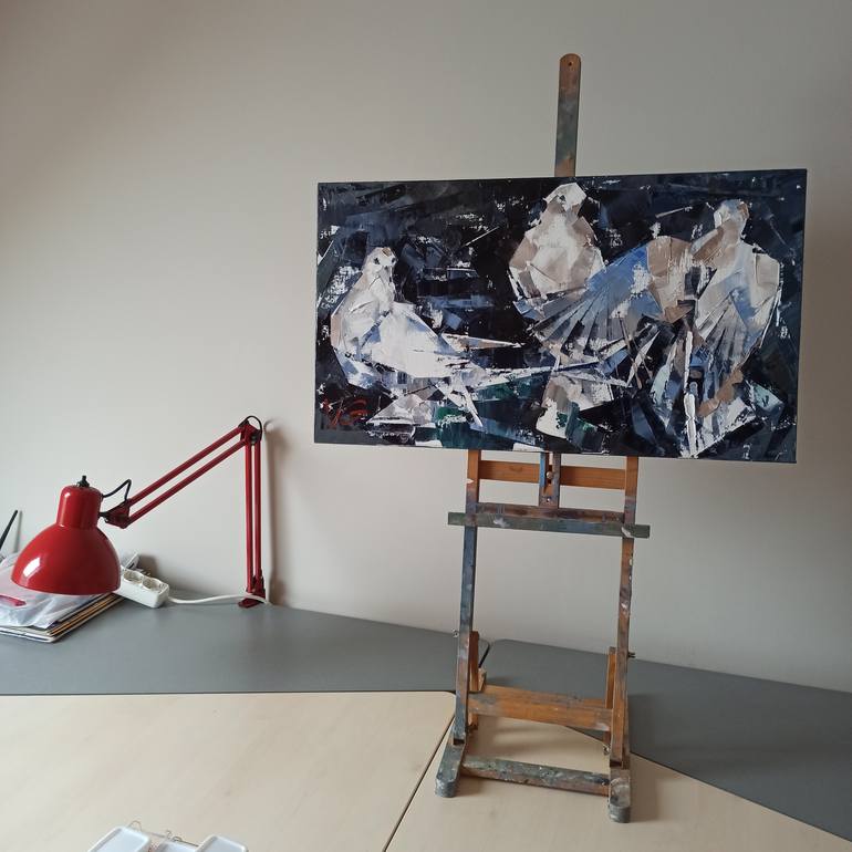 Original Art Deco Animal Painting by Volodymyr Glukhomanyuk