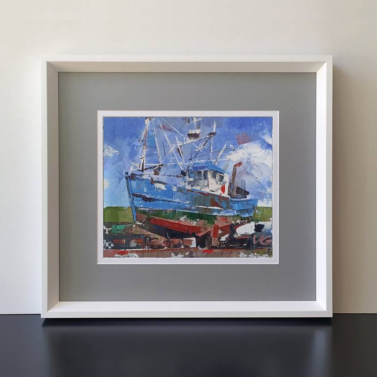 Original Boat Painting by Volodymyr Glukhomanyuk