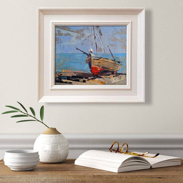 Original Expressionism Sailboat Painting by Volodymyr Glukhomanyuk