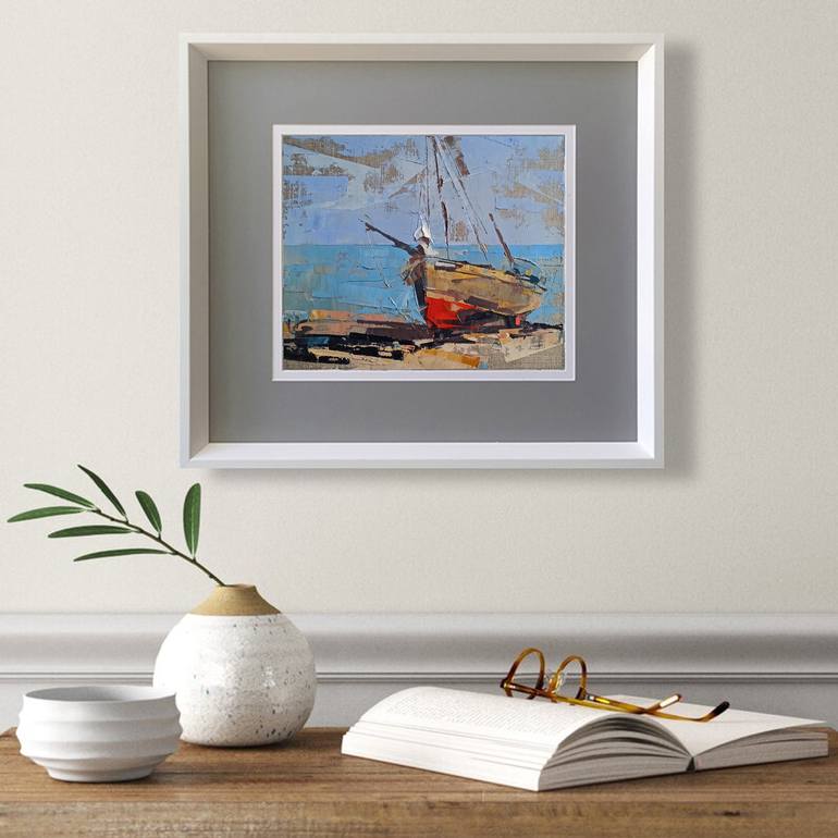 Original Sailboat Painting by Volodymyr Glukhomanyuk