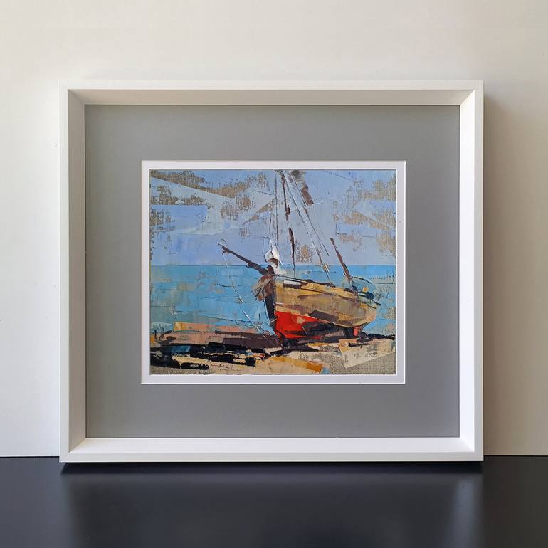 Original Expressionism Sailboat Painting by Volodymyr Glukhomanyuk