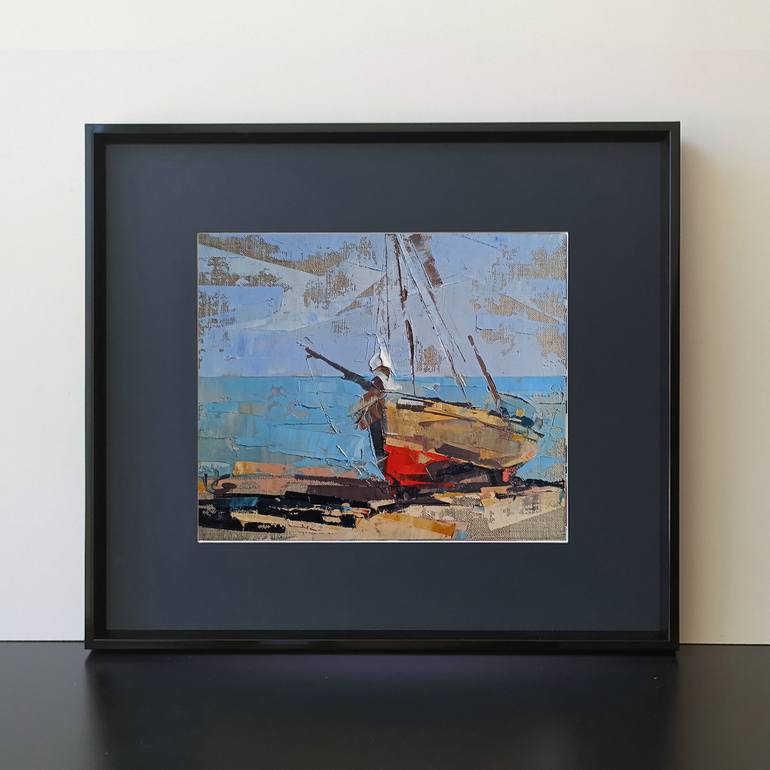 Original Expressionism Sailboat Painting by Volodymyr Glukhomanyuk