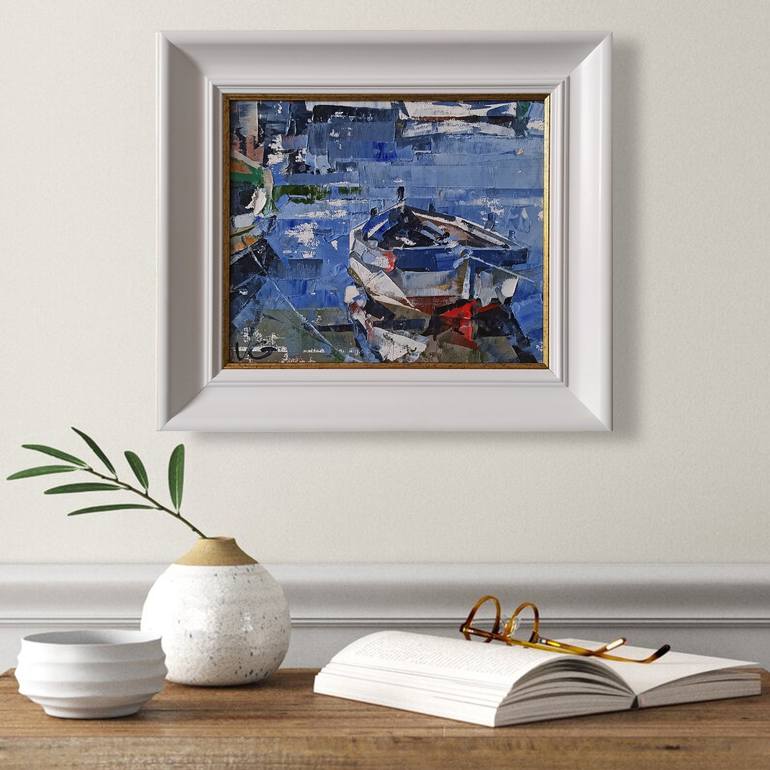 Original Expressionism Boat Painting by Volodymyr Glukhomanyuk
