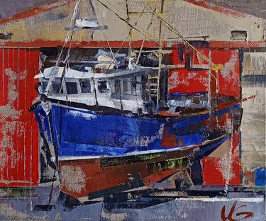 Original Expressionism Boat Paintings by Volodymyr Glukhomanyuk