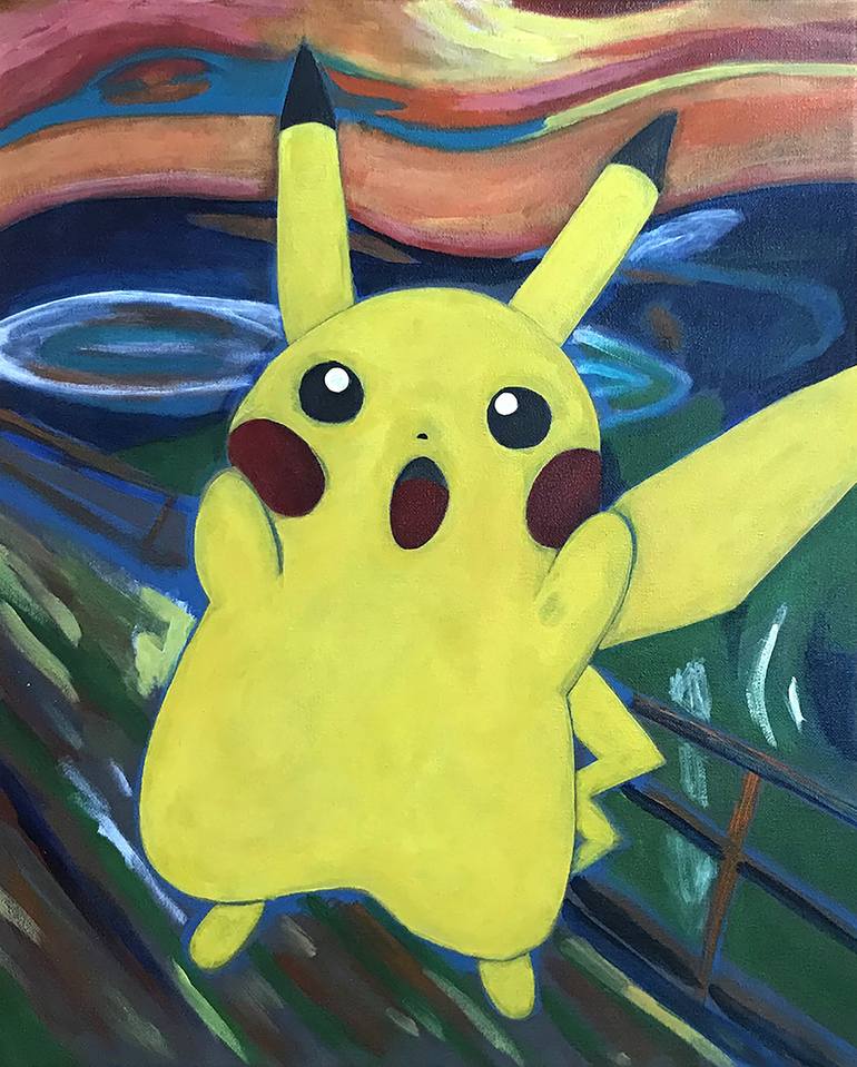 Pikachu Scream Painting by Brigitte Lira | Saatchi Art