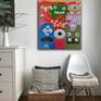 Another cute painting of monsters but are friendly and not scary at all. Acrylic on canvas. Suitable for display in the bedroom.