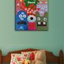 Another cute painting of monsters but are friendly and not scary at all. Acrylic on canvas. Suitable for display in the bedroom.