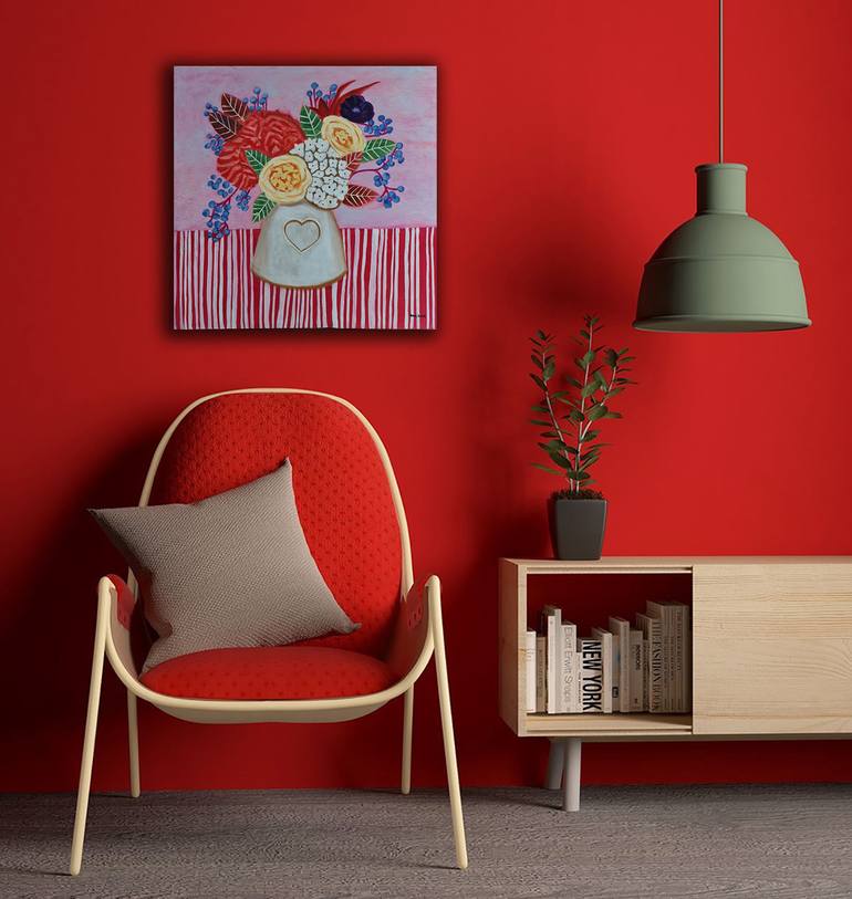 Original Expressionism Floral Painting by Brigitte Lira