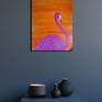 One of my attractive and colorful paintings is this flamingo set against a bright orange background. It gives a happy aura when displayed in any room.