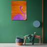 One of my attractive and colorful paintings is this flamingo set against a bright orange background. It gives a happy aura when displayed in any room.
