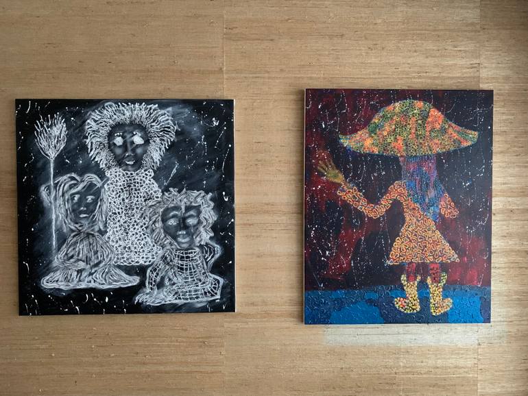 Original Expressionism People Painting by Maarit Korhonen