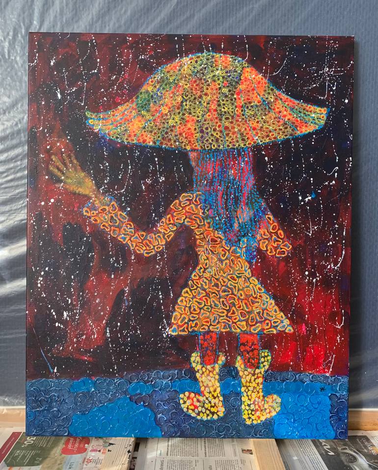 Original Expressionism People Painting by Maarit Korhonen