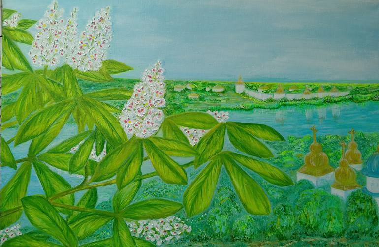 Original Fine Art Garden Painting by Le Ti