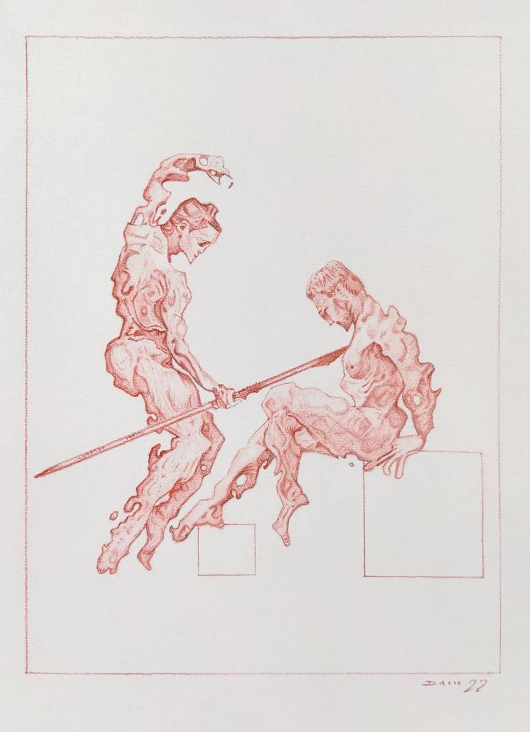 Original Surrealism Body Drawing by Daniel Dacio