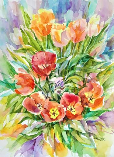 Print of Floral Paintings by Louisa Staneva