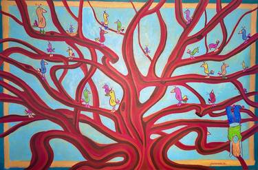 Original Figurative Tree Painting by Joselyn Miller