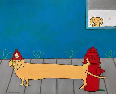 Original Fine Art Dogs Paintings by Joselyn Miller