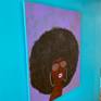 You don't even wanna know the cost of those Versace sunnies, and she also has them in pink and green.

I love using bold color juxtaposed with dark hues to intensify the contrast in a piece.  

This piece's edge is painted blue.

Hanging hardware is installed.
