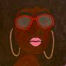 You don't even wanna know the cost of those Versace sunnies, and she also has them in pink and green.

I love using bold color juxtaposed with dark hues to intensify the contrast in a piece.  

This piece's edge is painted blue.

Hanging hardware is installed.