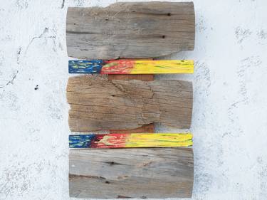 Large Colorful abstract wood wall art Rustic wood wall art Reclaimed wood decor Hand painted wood decor thumb
