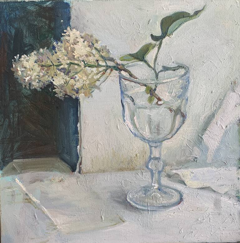 White flower painting Painting by Mariia Vasylenko | Saatchi Art