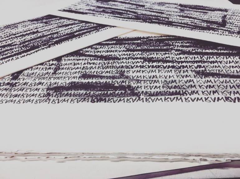 Original Abstract Expressionism Typography Printmaking by Emily Strange