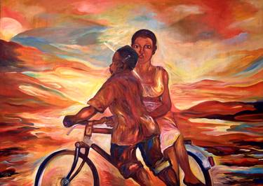 Original Figurative Bike Paintings by PAUL AKIIKI