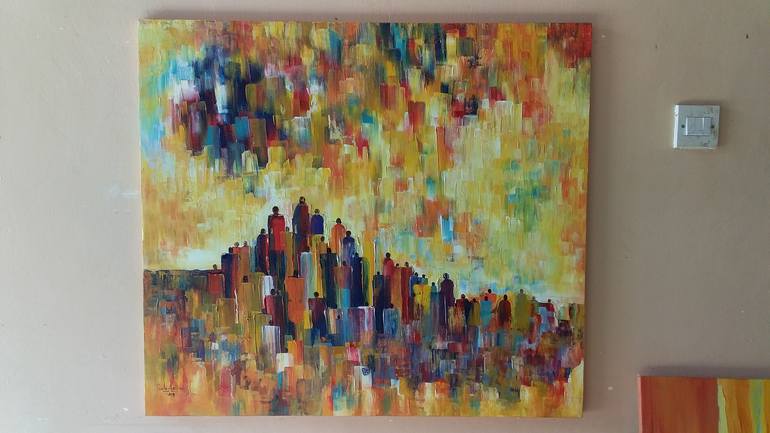 Original Abstract Family Painting by PAUL AKIIKI