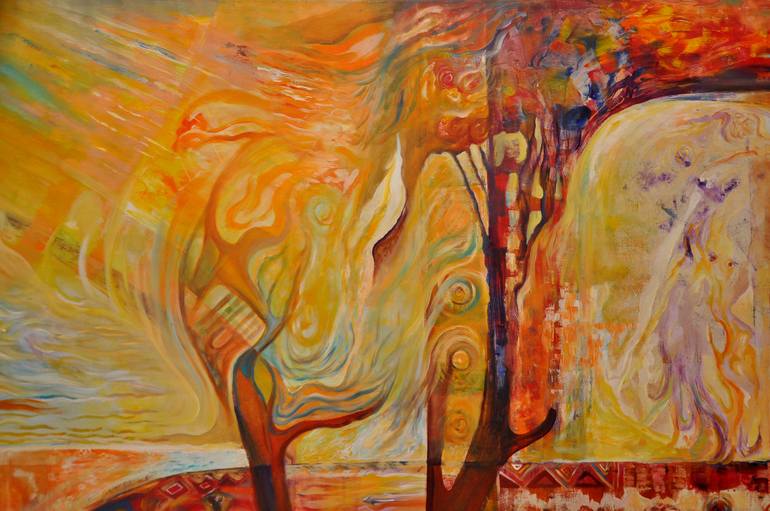 Original Abstract Landscape Painting by Paul Akiiki