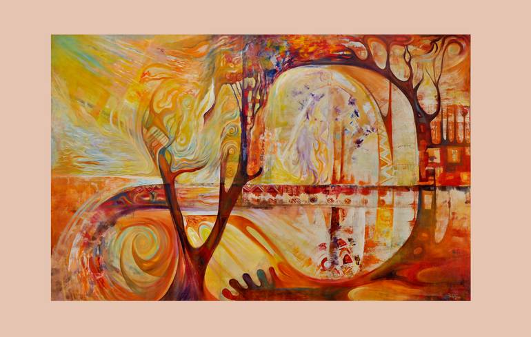 Original Abstract Landscape Painting by Paul Akiiki