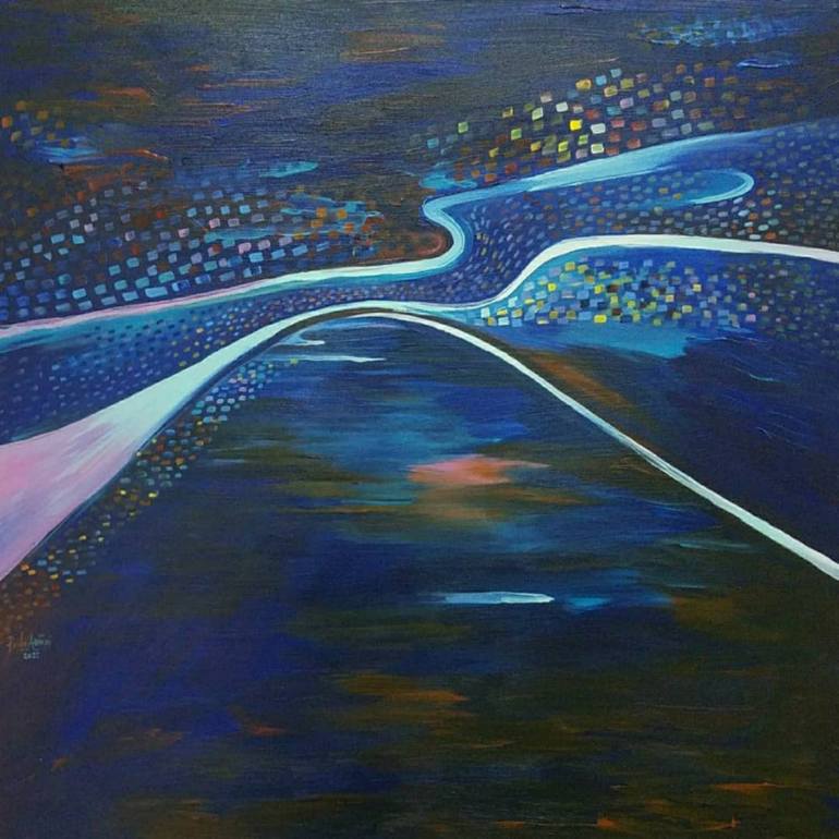 Original Art Deco Abstract Painting by Paul Akiiki