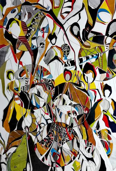 Original Abstract Expressionism People Drawing by Pedro César Teles