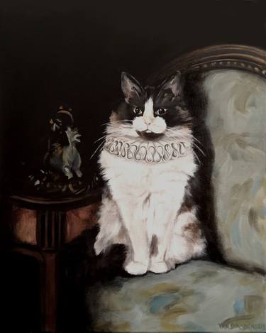 Original Fine Art Cats Painting by Emily Van Binsbergen