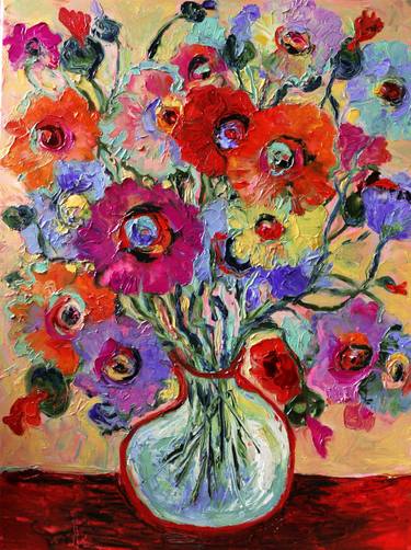 Original Expressionism Floral Paintings by Anastasia Rydlevskaya